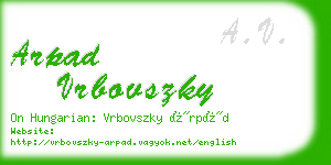 arpad vrbovszky business card